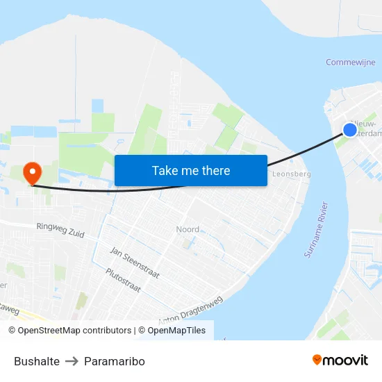 Bushalte to Paramaribo map