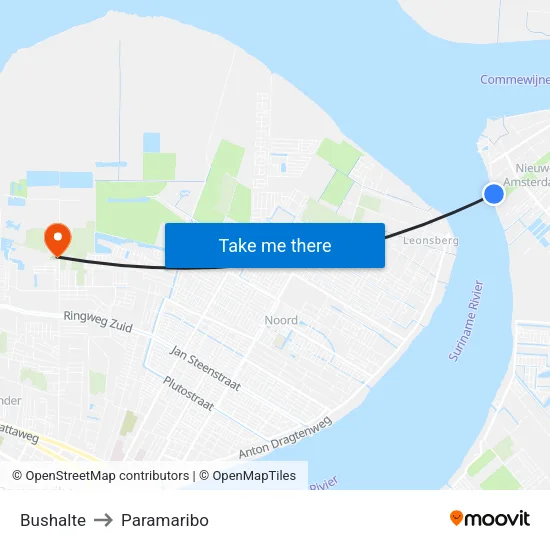 Bushalte to Paramaribo map