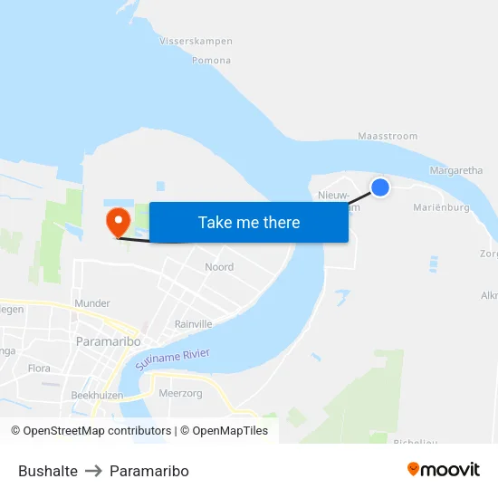Bushalte to Paramaribo map