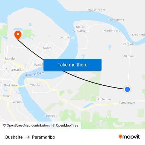 Bushalte to Paramaribo map