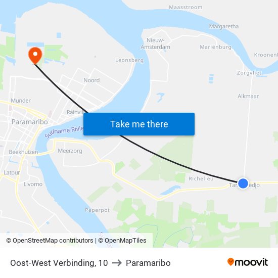 Oost-West Verbinding, 10 to Paramaribo map