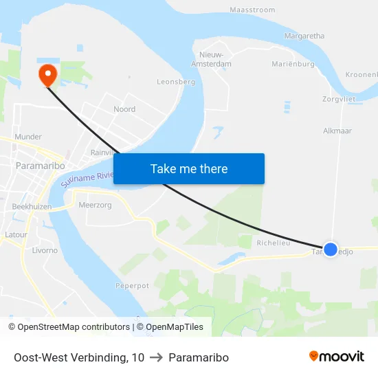 Oost-West Verbinding, 10 to Paramaribo map