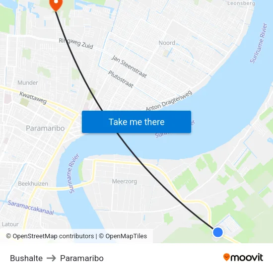 Bushalte to Paramaribo map