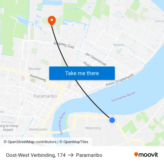 Oost-West Verbinding, 174 to Paramaribo map