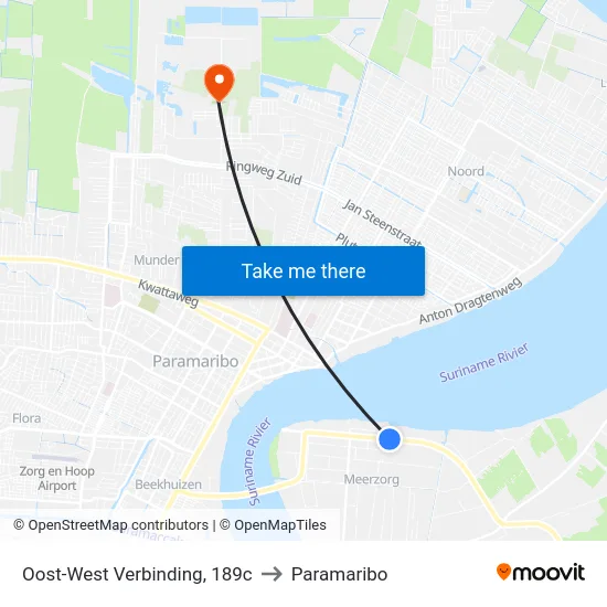 Oost-West Verbinding, 189c to Paramaribo map