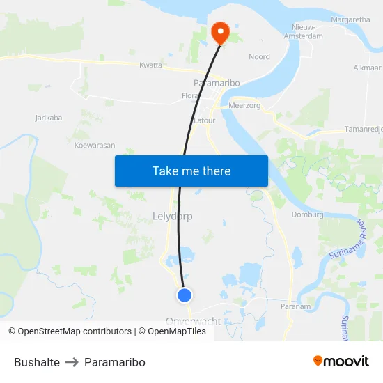 Bushalte to Paramaribo map