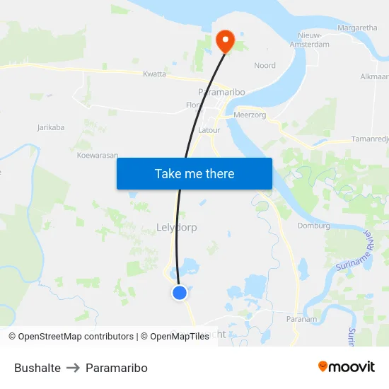 Bushalte to Paramaribo map