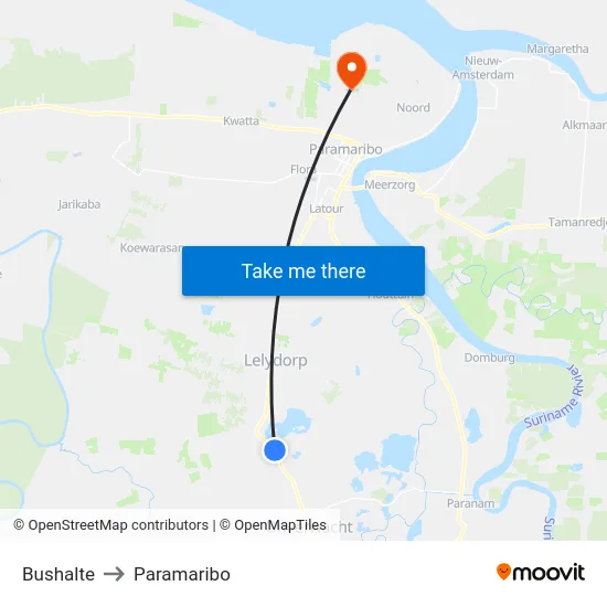 Bushalte to Paramaribo map