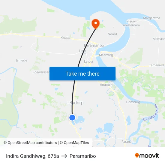 Indira Gandhiweg, 676a to Paramaribo map