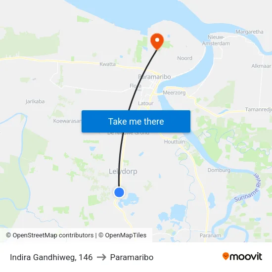 Indira Gandhiweg, 146 to Paramaribo map