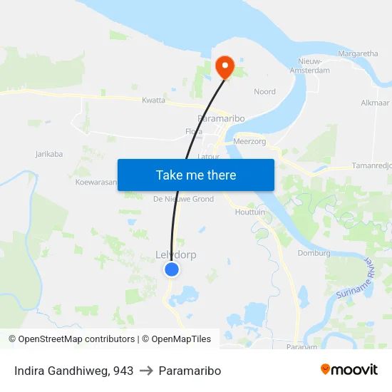 Indira Gandhiweg, 943 to Paramaribo map