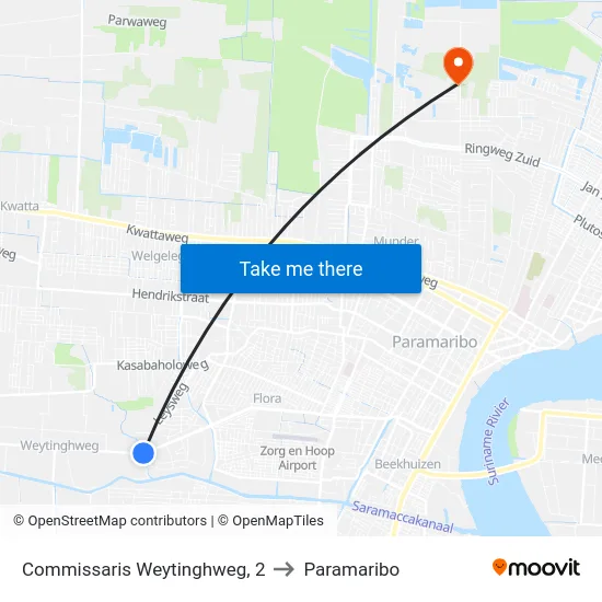 Commissaris Weytinghweg, 2 to Paramaribo map