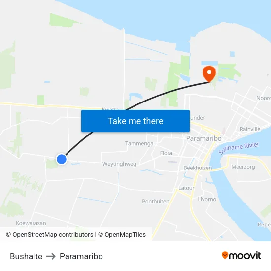 Bushalte to Paramaribo map
