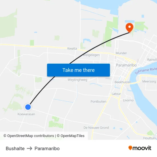 Bushalte to Paramaribo map