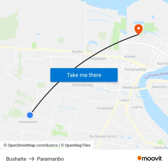 Bushalte to Paramaribo map