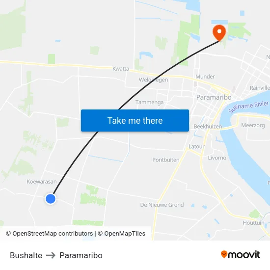 Bushalte to Paramaribo map