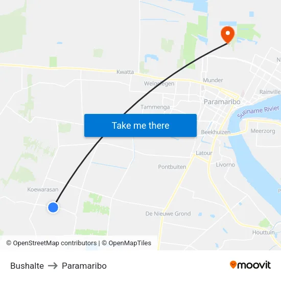 Bushalte to Paramaribo map