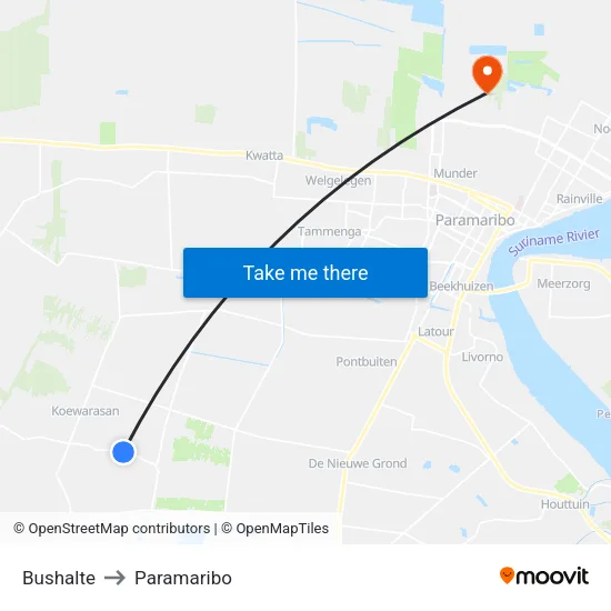 Bushalte to Paramaribo map