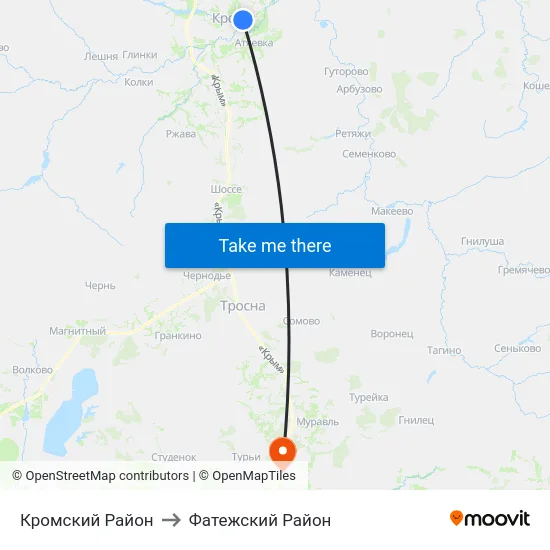 Кромский Район to Фатежский Район map