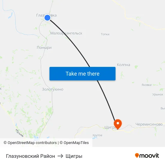 Глазуновский Район to Щигры map