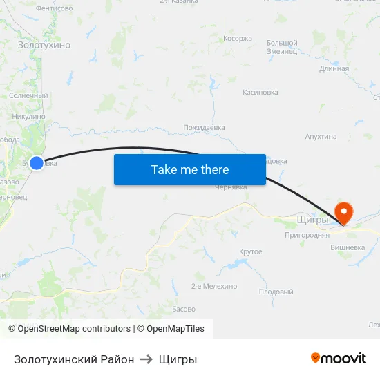 Золотухинский Район to Щигры map