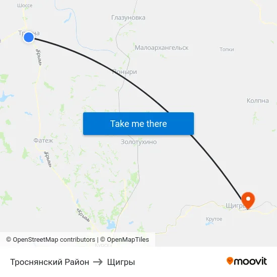 Троснянский Район to Щигры map