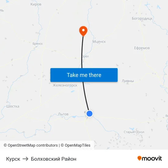Курск to Болховский Район map