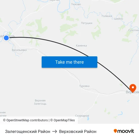 Залегощенский Район to Верховский Район map