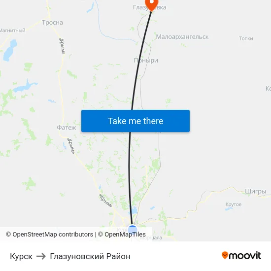 Курск to Глазуновский Район map