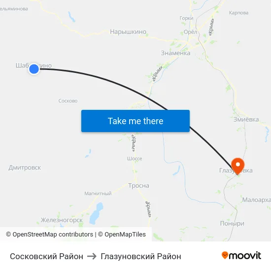 Сосковский Район to Глазуновский Район map