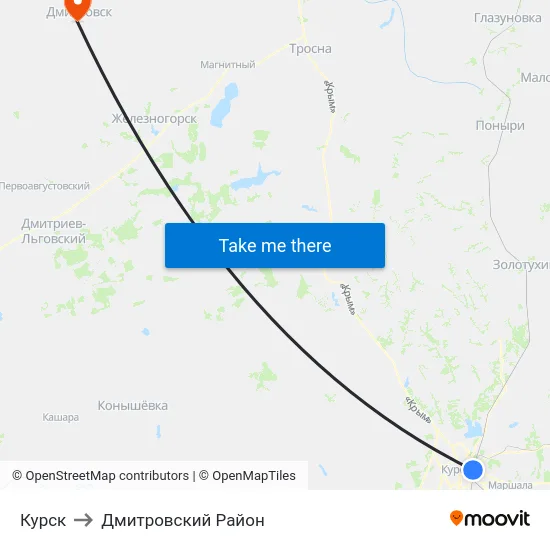 Курск to Дмитровский Район map
