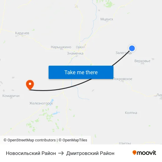 Новосильский Район to Дмитровский Район map