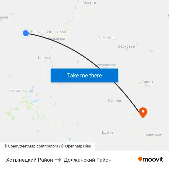 Хотынецкий Район to Должанский Район map