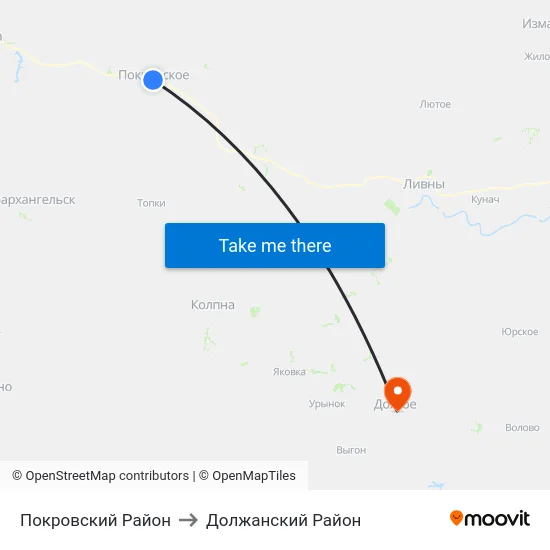 Покровский Район to Должанский Район map