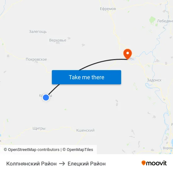 Колпнянский Район to Елецкий Район map