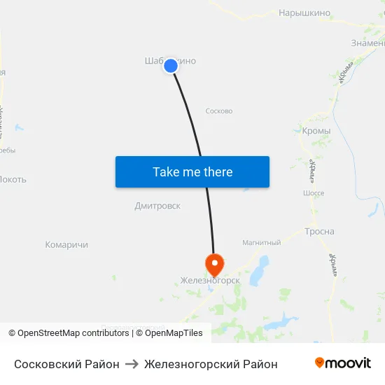 Сосковский Район to Железногорский Район map