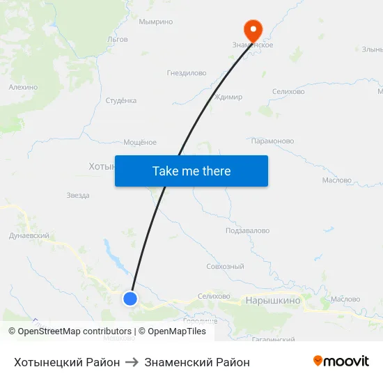 Хотынецкий Район to Знаменский Район map
