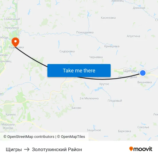 Щигры to Золотухинский Район map