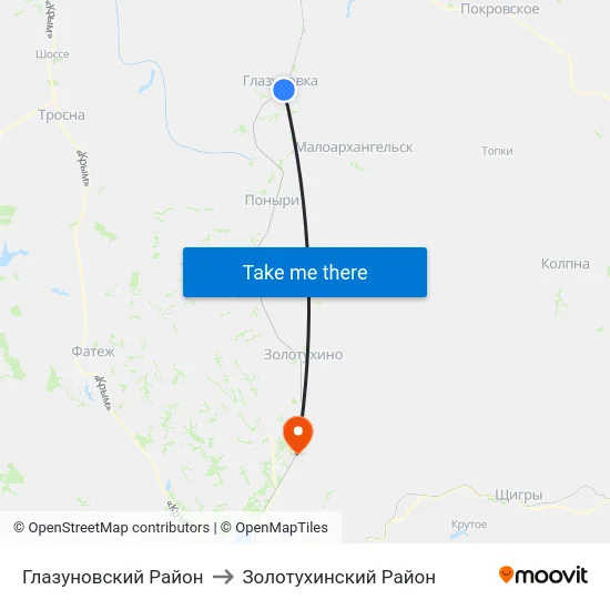 Глазуновский Район to Золотухинский Район map