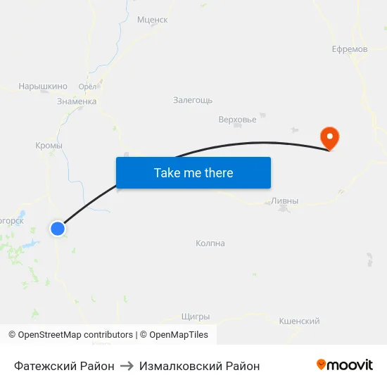 Фатежский Район to Измалковский Район map