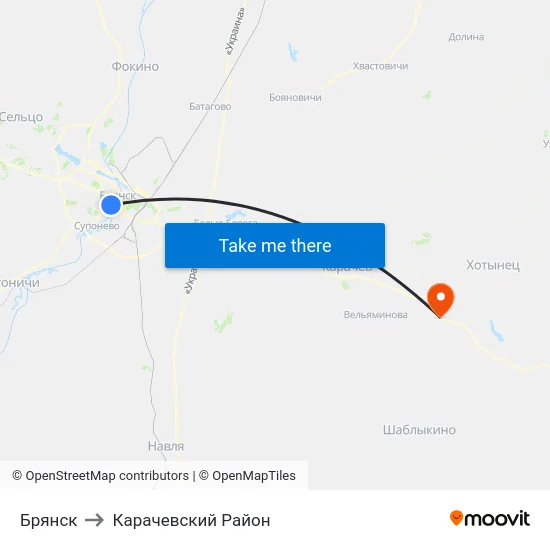Брянск to Карачевский Район map