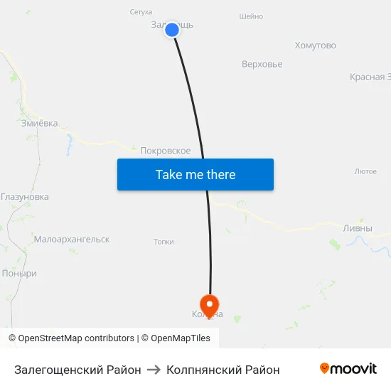 Залегощенский Район to Колпнянский Район map