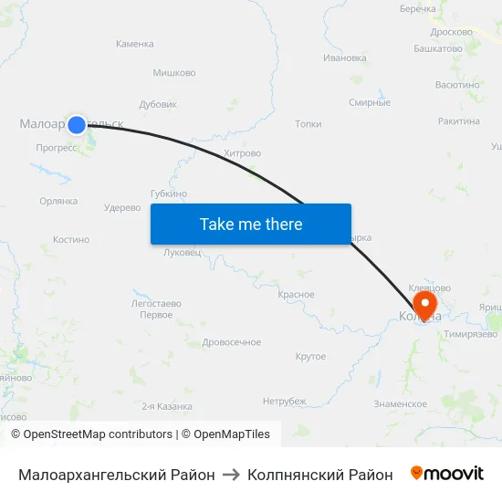 Малоархангельский Район to Колпнянский Район map