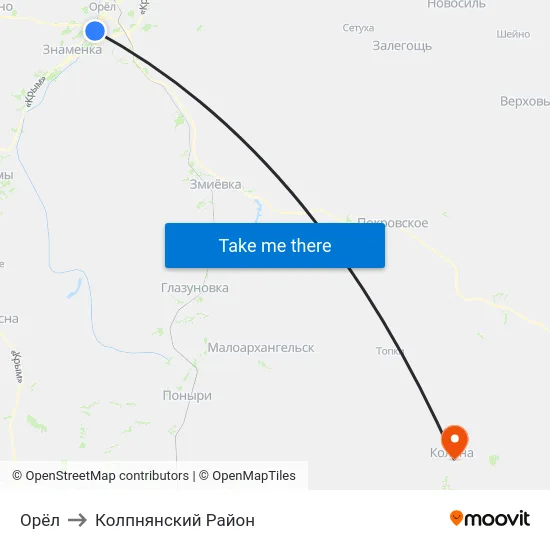 Орёл to Колпнянский Район map