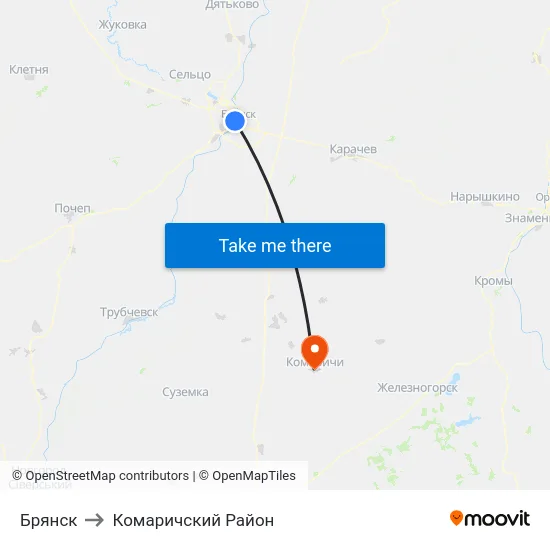 Брянск to Комаричский Район map