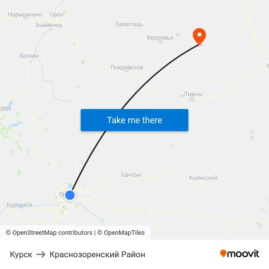 Курск to Краснозоренский Район map