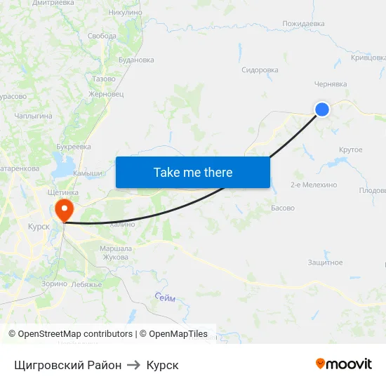 Щигровский Район to Курск map