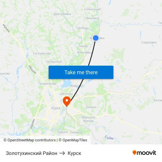 Золотухинский Район to Курск map