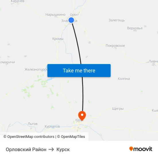 Орловский Район to Курск map