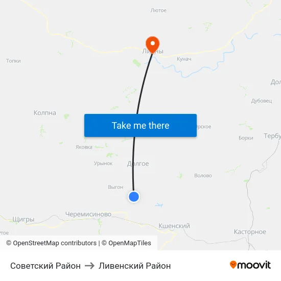 Советский Район to Ливенский Район map